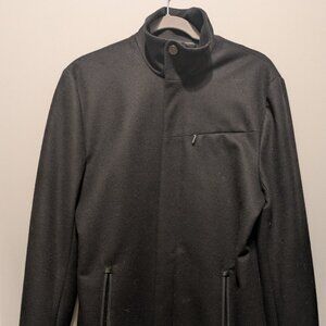 Icebreaker Black 100% Merino Wool Legacy Coat Mens Small Snap Collar Zip Pockets
